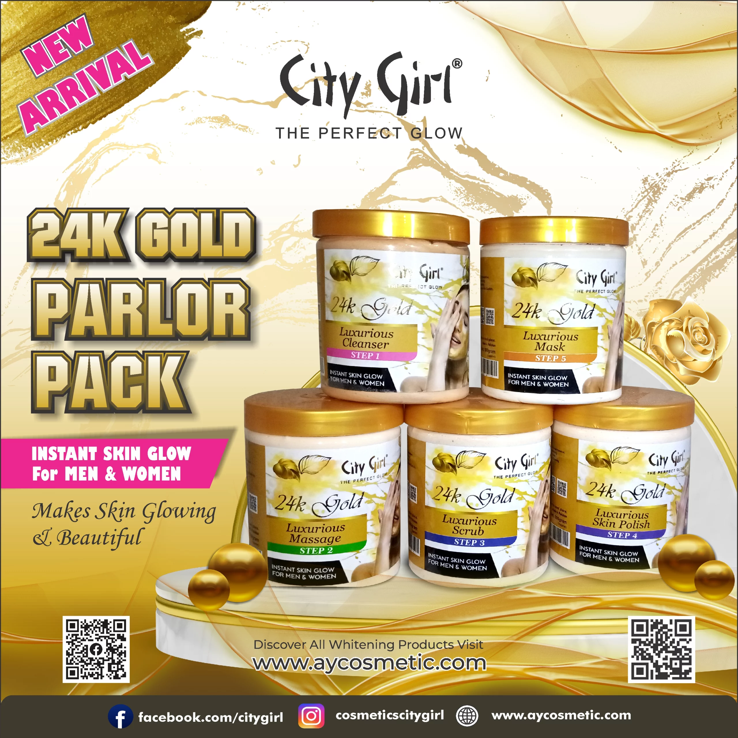 City Girl 24K Gold Facial Jar 500gm Parlor Pack